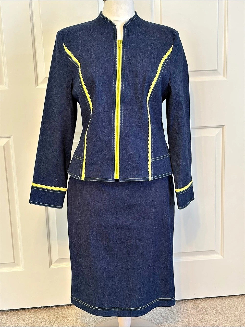 N.R.I Denim Jacket Skirt Set Size 10 Like New